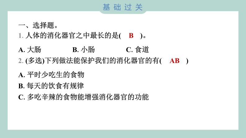 2.8 食物在身体里的旅行习题课件 四年级上册科学教科版02