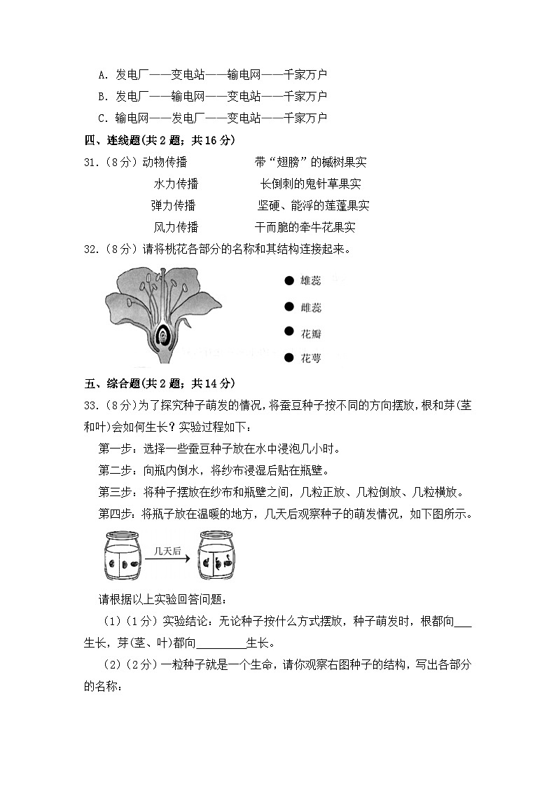 教科版(2017)2022-2023学年四年级科学下学期期末模拟卷(四)(教科版,含答案)第3页