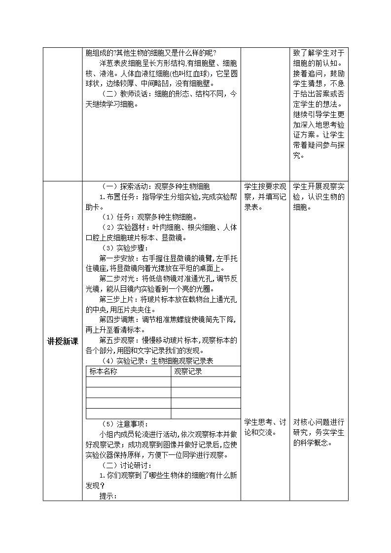 【核心素养目标】教科版小学科学六年级上册1.5《观察更多的生物细胞》课件+教案(含教学反思)02