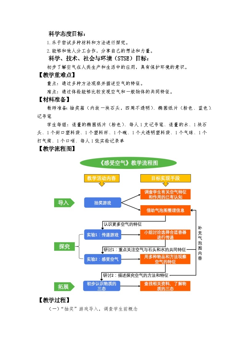 教科版三上第2单元第1课-感受空气 教案02