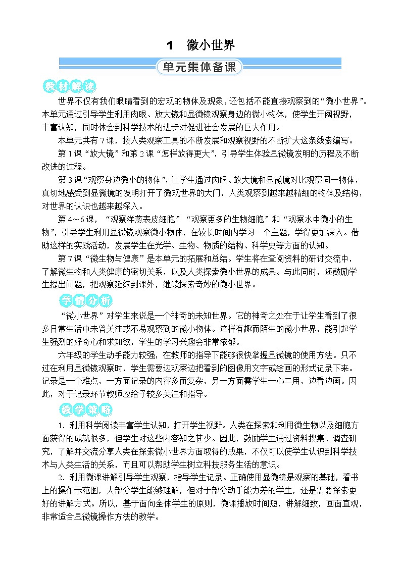 教科版科学六年级上册一 微小世界 第1课 放大镜课件+教案+素材01