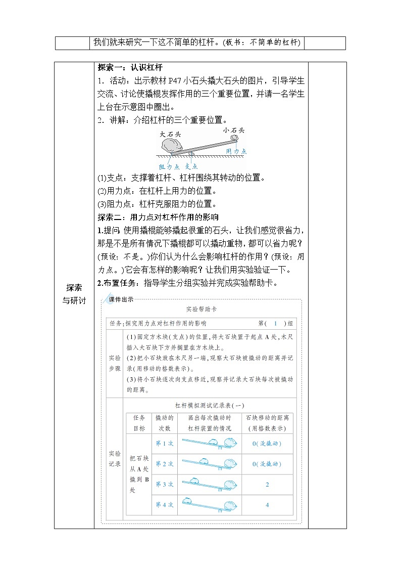 教科版科学六年级上册第3课 不简单的杠杆教案第2页