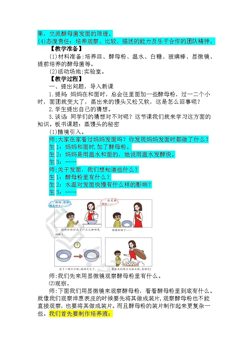 大象版科學(xué)六年級(jí)上冊(cè) 1.2發(fā)面的秘密 同步教案第2頁(yè)