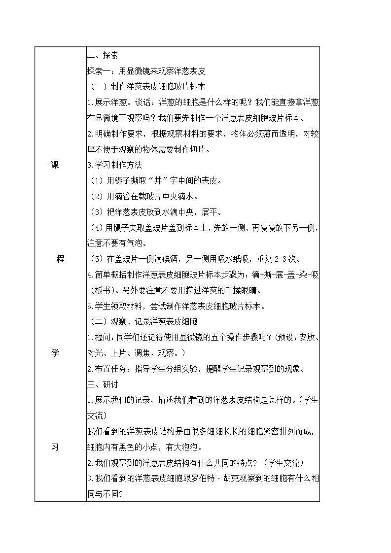 1.4 观察洋葱表皮细胞(教案)-2022-2023学年六年级科学上册同步备课(教科版)第2页