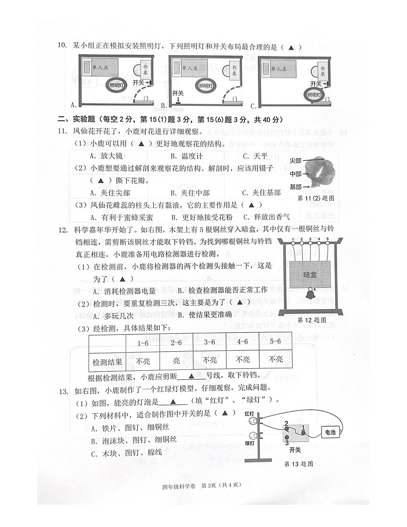 浙江省溫州市鹿城區(qū)2022-2023學(xué)年四年級(jí)下學(xué)期6月期末科學(xué)試題第2頁
