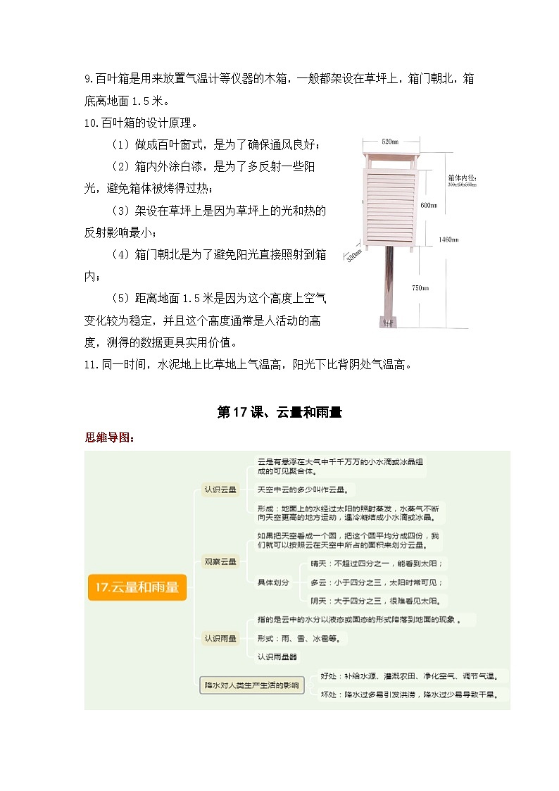 【单元复习讲义】新苏教版科学三年级下册-第五单元《观测天气》讲义(知识点总结+思维导图)第3页