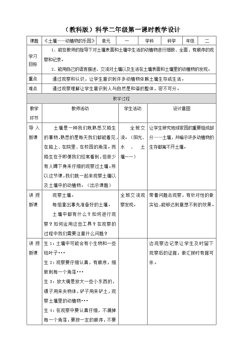 【教科版】科学二上 1.2 《土壤——动植物的乐园》(课件+教案+练习+素材)01