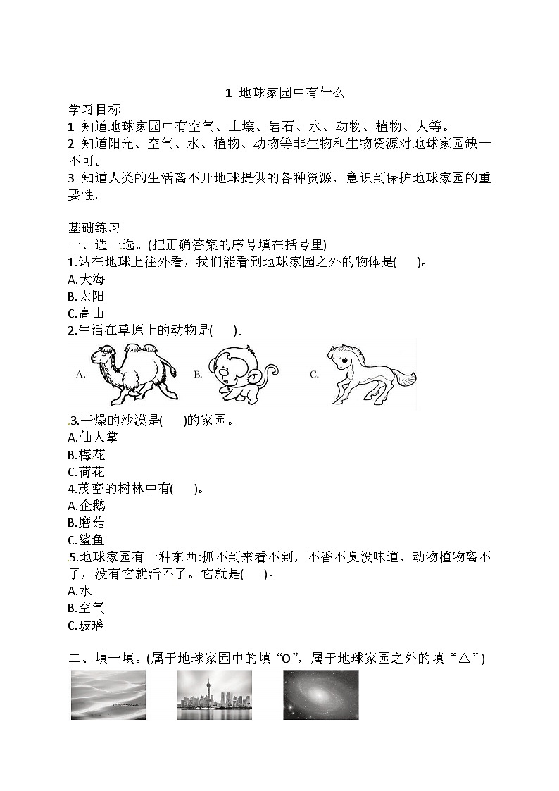 【教科版】科学二上 1.1 《地球家园中有什么》(课件+教案+练习+素材)01