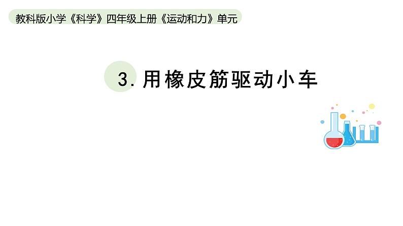 小学科学教科版四年级上册第三单元3《用橡皮筋驱动小车》教学课件(2023秋新课标版)第1页