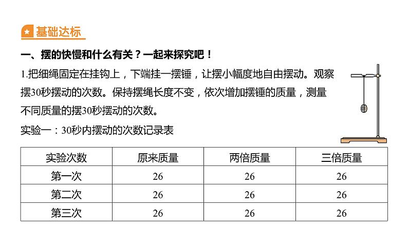 3.5 摆的快慢习题课件 五年级科学上册 教科版02
