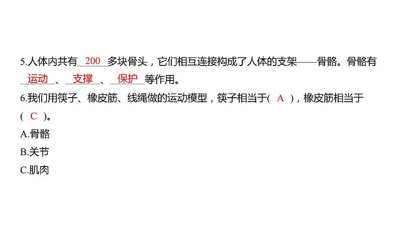 4.2 身体的运动习题课件 五年级科学上册 教科版第4页