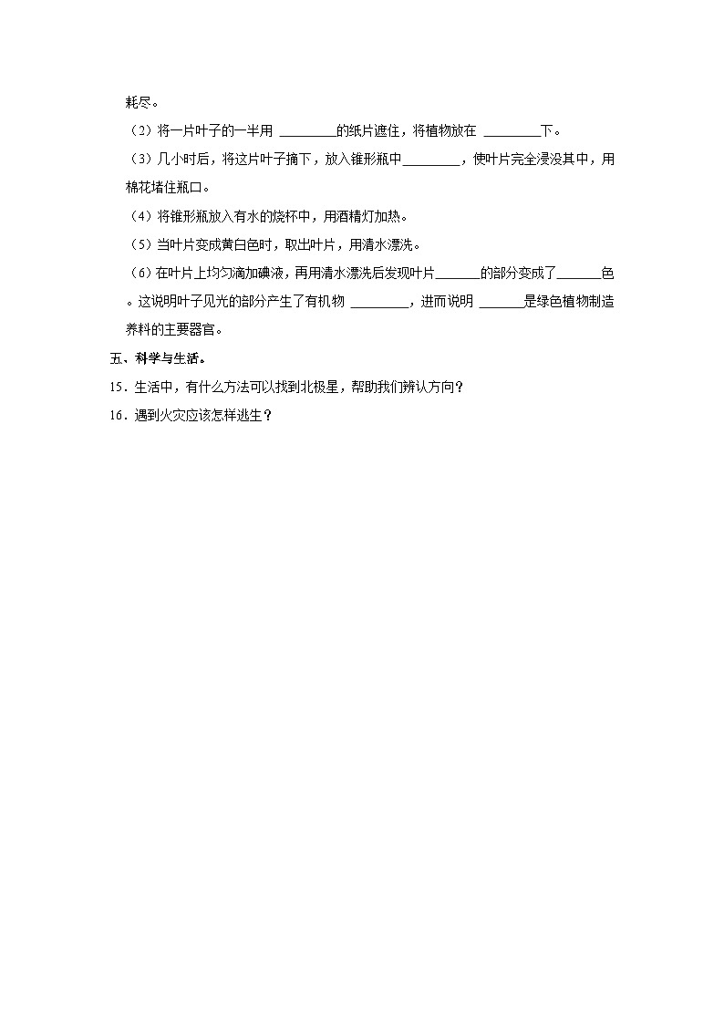 2022-2023学年山东省临沂市五年级下学期期末科学试卷(含解析)第2页