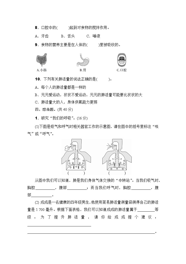 教科版四年级科学上册第二单元测试卷第3页