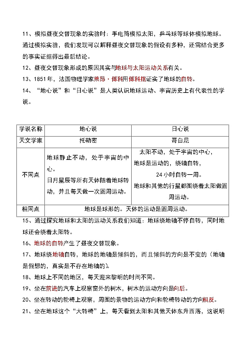 第二单元《地球的运动》知识点(素材)-六年级上册科学教科版第2页