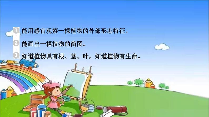 教科版(2017秋)小学科学一年级上册 1.2 观察一棵植物 作业课件第2页