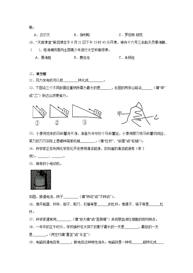 期末高频考点检测卷(二)科学六年级上册教科版第2页