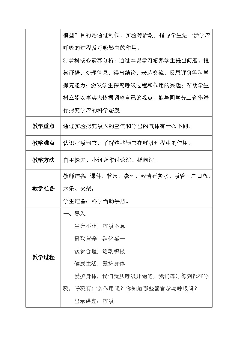 【核心素养】冀教版小学科学四年级下册    11.呼吸     课件+教案(含教学反思)03