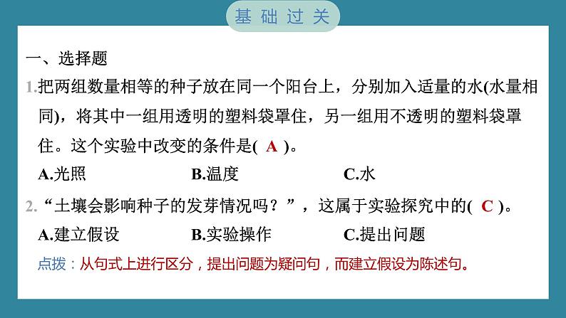 1.1 种子发芽实验(习题课件)-2023-2024学年科学五年级下册教科版02