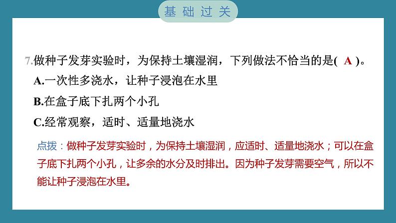 1.1 种子发芽实验(习题课件)-2023-2024学年科学五年级下册教科版07