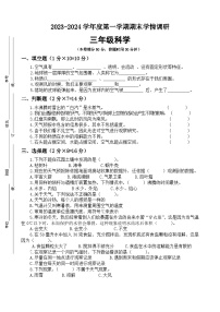 119，期末试卷-2023-2024学年科学三年级上册教科版