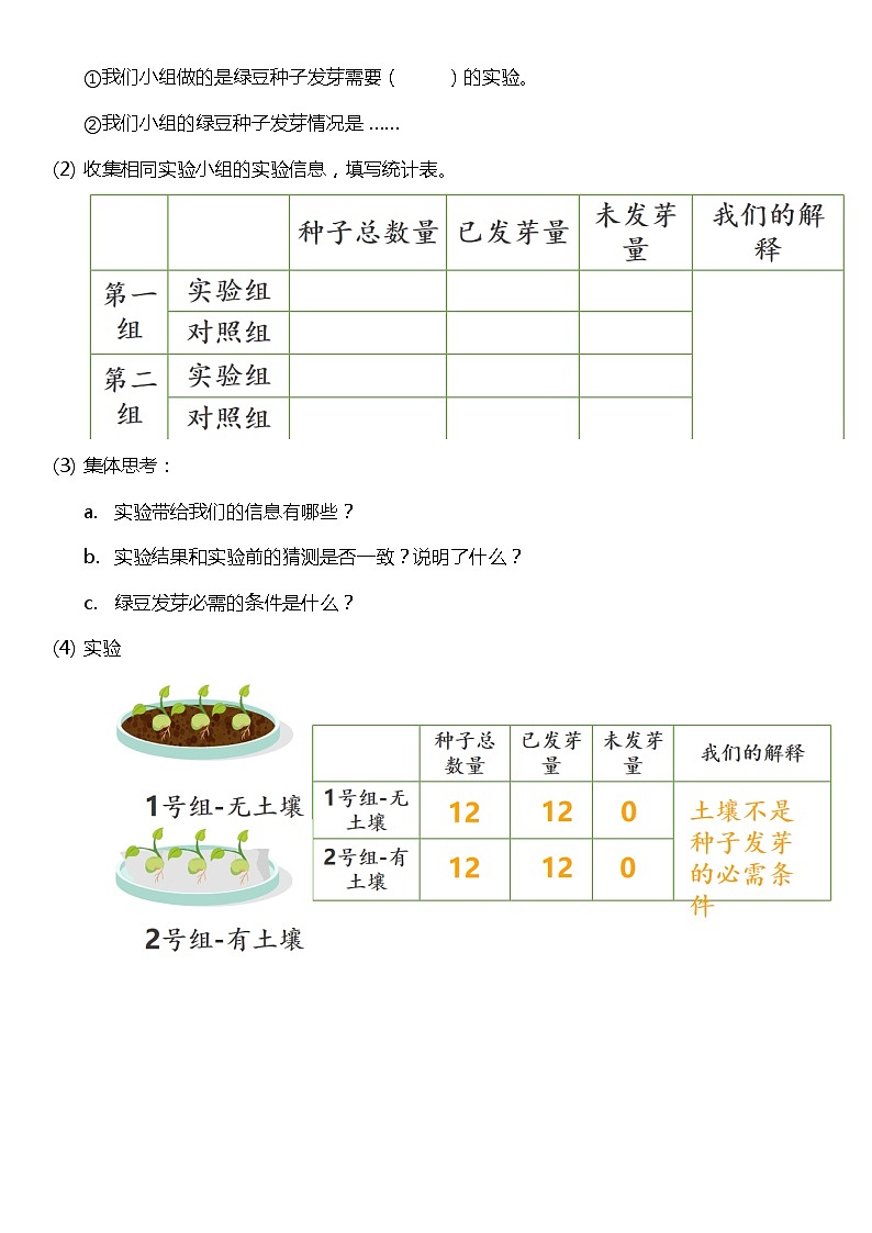 (核心素养目标)1.2 比较种子发芽实验 教案设计第2页