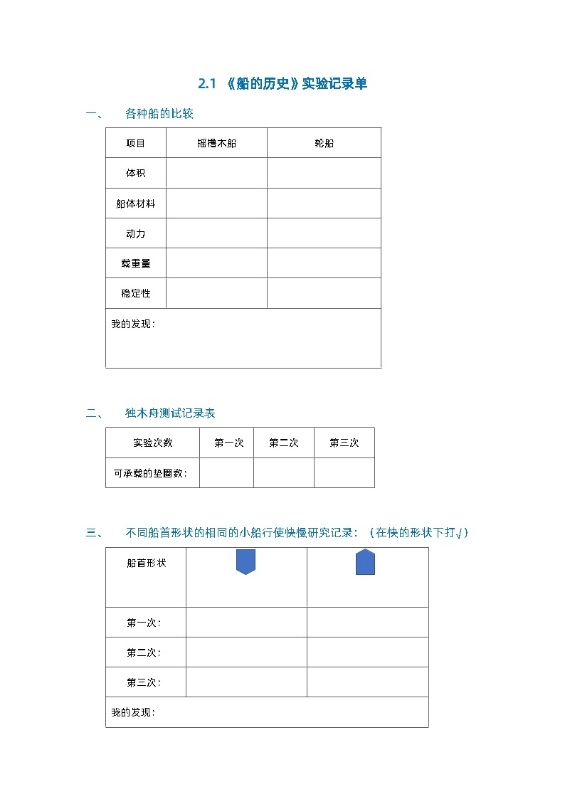 教科版科学五年级下册2.1《船的历史》课件+教案+练习01