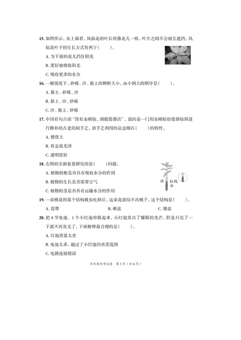 浙江省杭州市2022-2023学年四年级下学期期末科学试题03