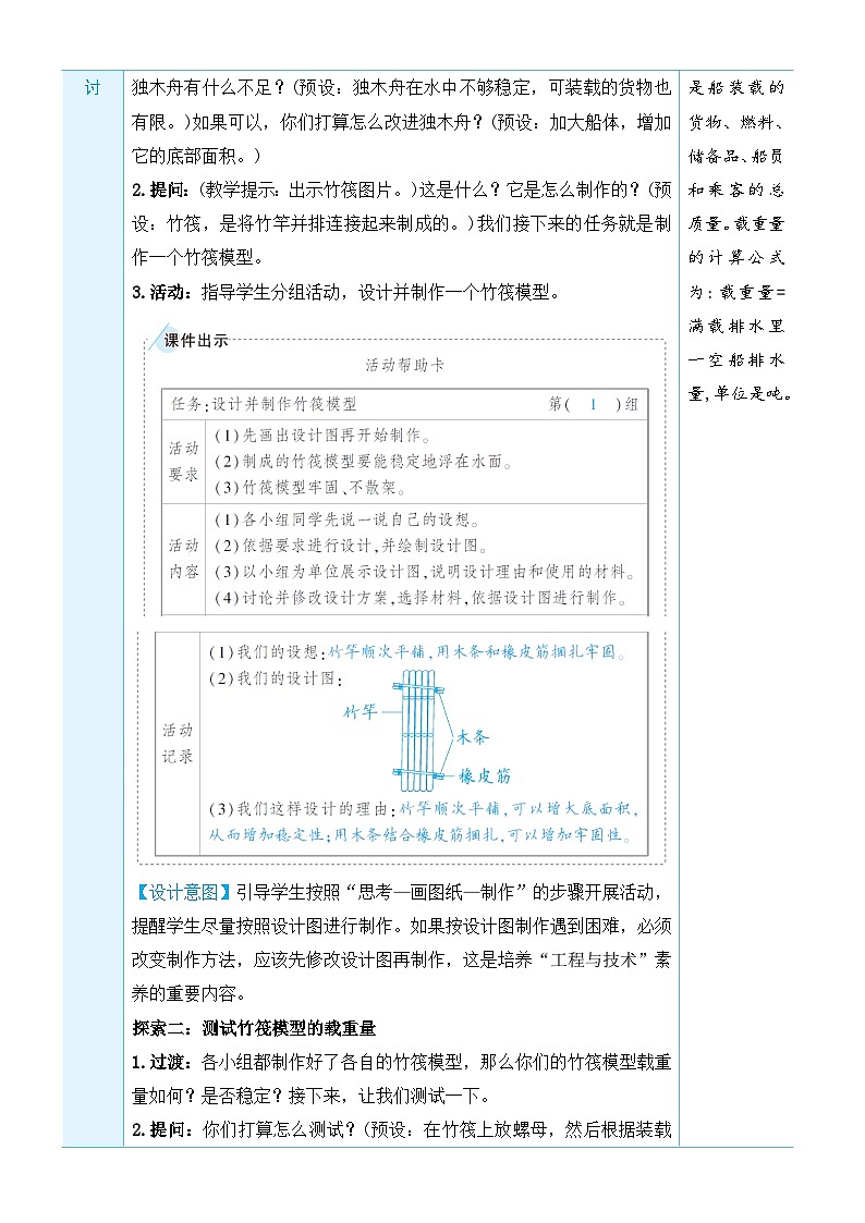 教科版科学五年级下册第2课 用浮的材料造船教案第2页