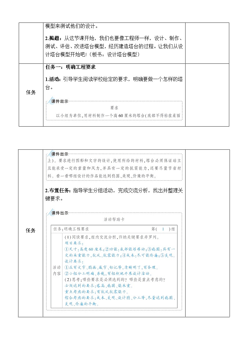 1.4《设计塔台模型》教案 教科版六年级科学下册02