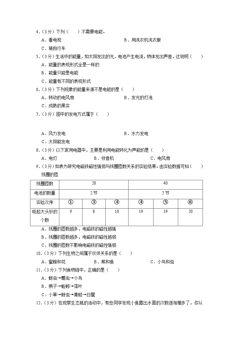 2023-2024学年(苏教版)六年级科学下册期中测试卷(提高卷02)02