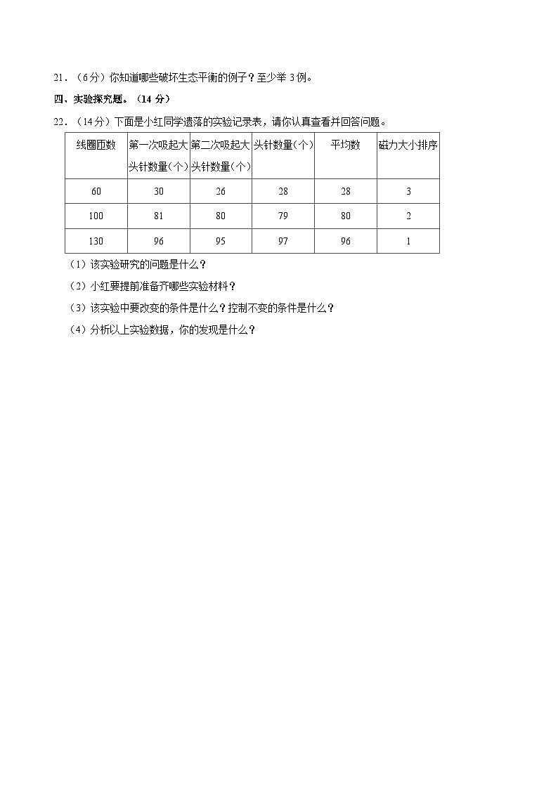 湖北省十堰市房县2023-2024学年六年级下学期期中科学试卷03