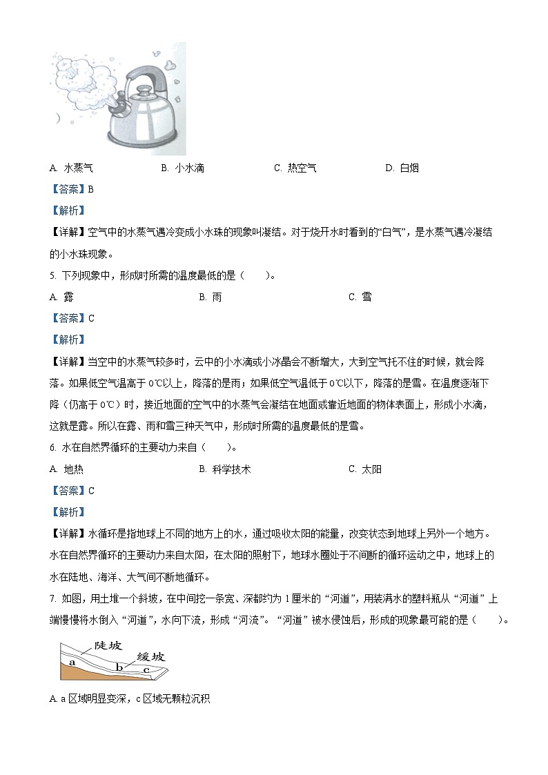 河南省驻马店市汝南县2023-2024学年大象版六年级下册期末考试科学试卷(解析版)第2页
