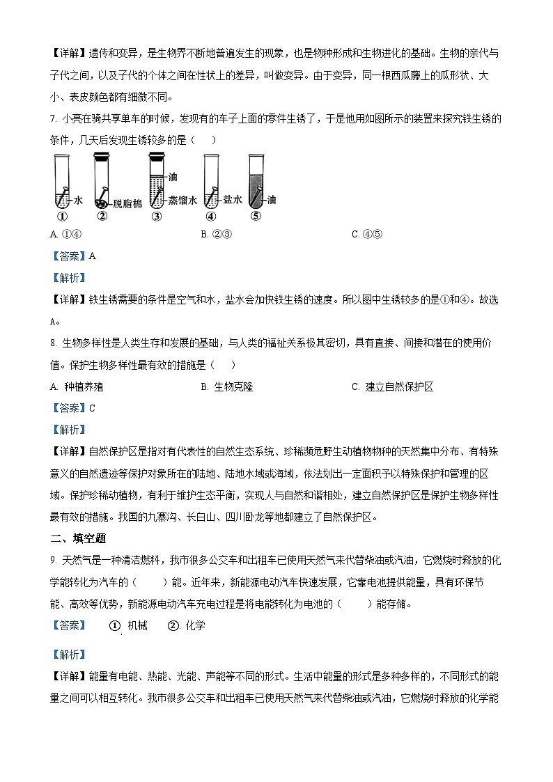 湖南省张家界市永定区2023-2024学年教科版六年级下册期末考试科学试卷(解析版)第3页