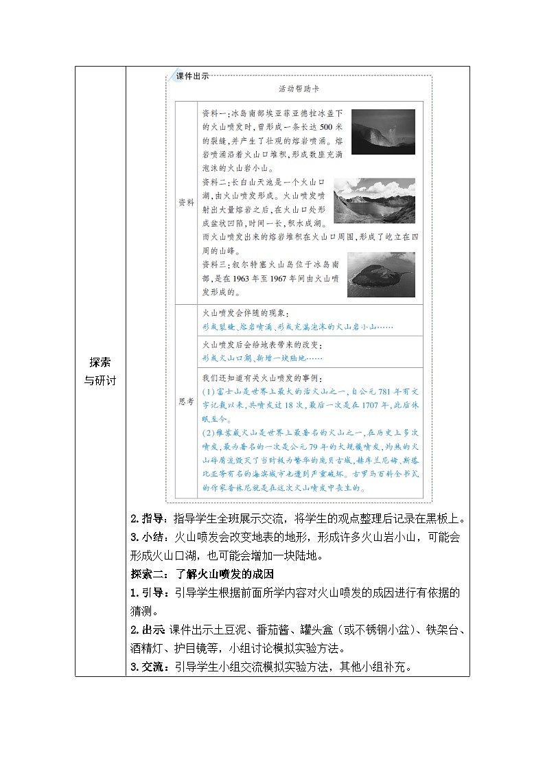 教科版小学五年级上册科学第2章 地球表面的变化 第4课 火山喷发的成因及作用 教案第2页