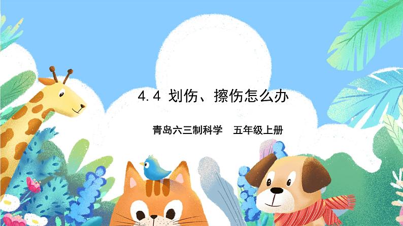 青岛版六三制(2017)科学五年级上册4.4《划伤、擦伤怎么办》课件01