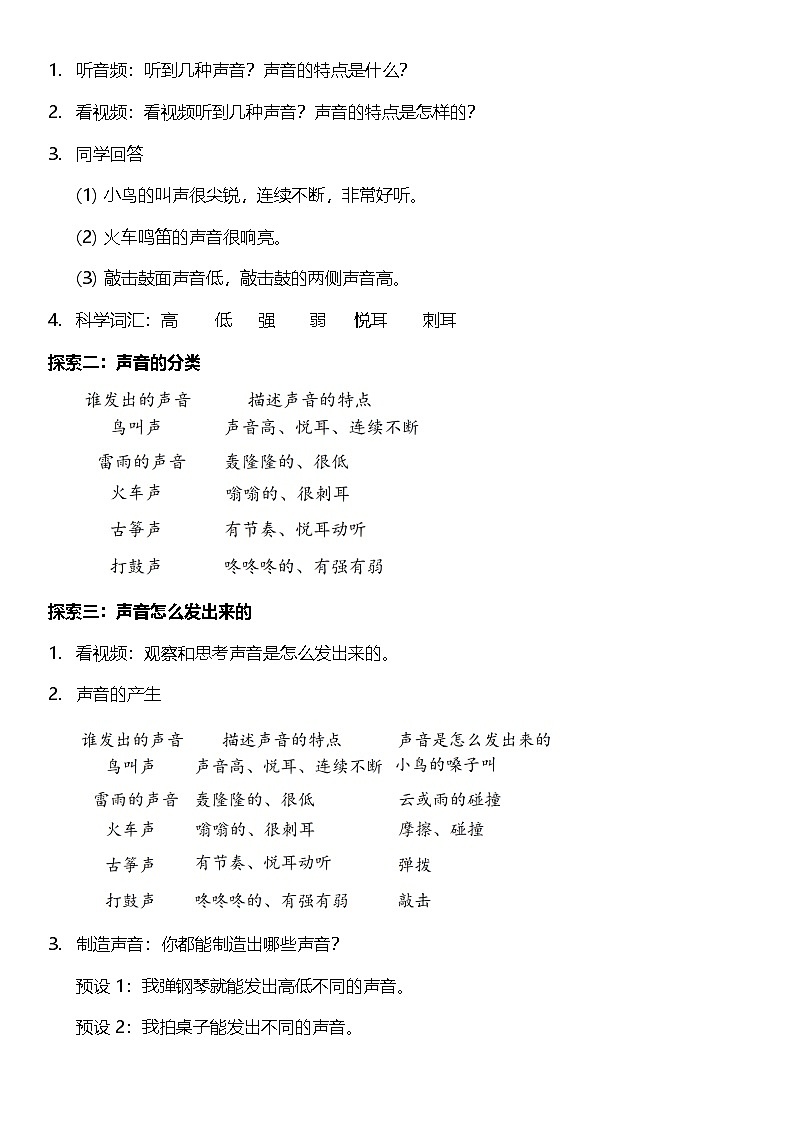 教科版科学四年级上册1.1 《听听声音》 课件+教案+素材02