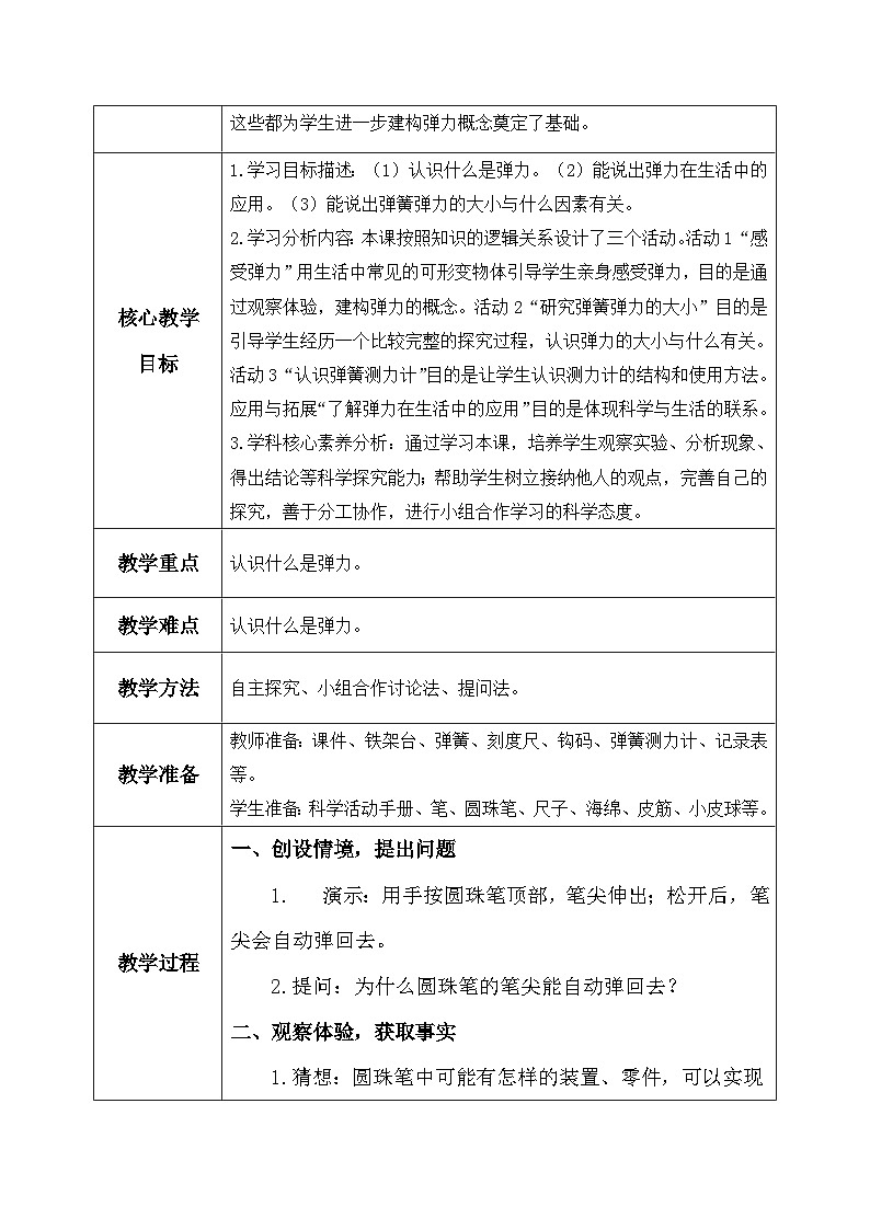 【核心素養(yǎng)】冀教版小學(xué)科學(xué)三年級(jí)上冊(cè)     16.彈力    教案第2頁(yè)