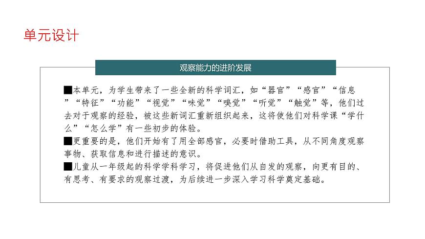 蘇教版（2024秋）科學(xué) 一年級(jí)第二單元《用感官觀察》單元解析課件第6頁
