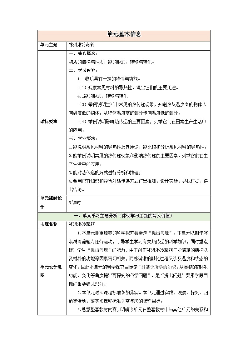 【大单元整体教学】第一单元《冰淇淋冷藏箱》单元整体设计第1页