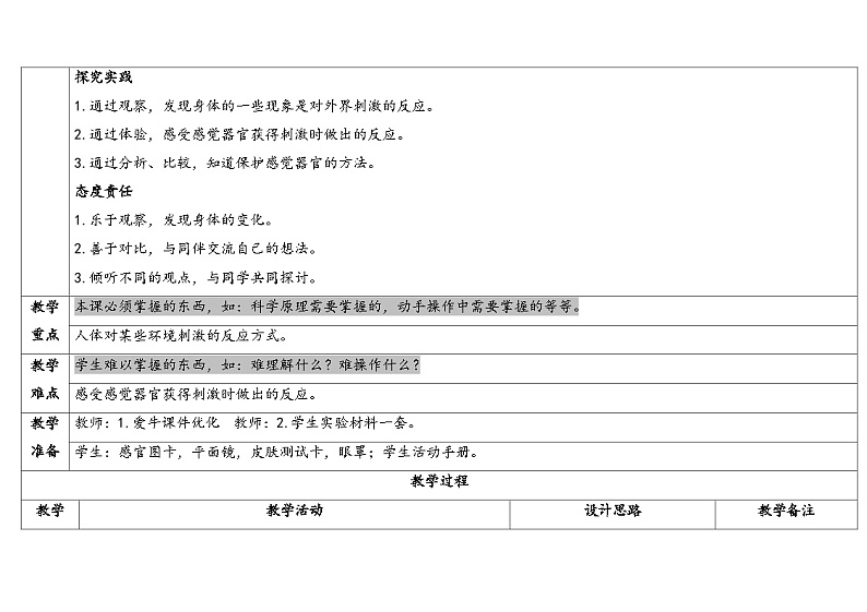湘科版科学(2017)五年级上册--1.1人体对刺激的反应(课件+教案)02