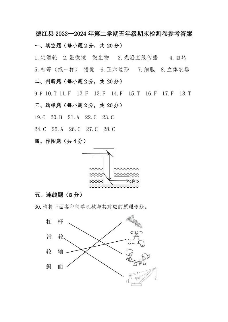 5科学期末考试参考答案第1页