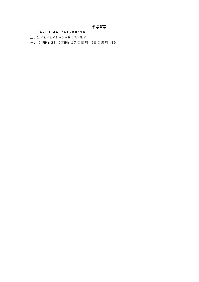 山东省聊城市东昌府区百草园小学2023-2024学年一年级下学期期中考试科学试题01