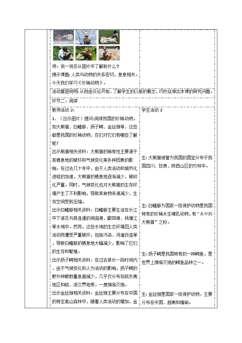 【大单元整体教学】2.5珍稀动物 课时教案第2页