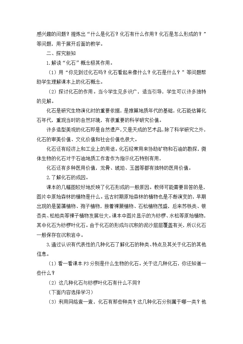 《化石》教学设计第3页