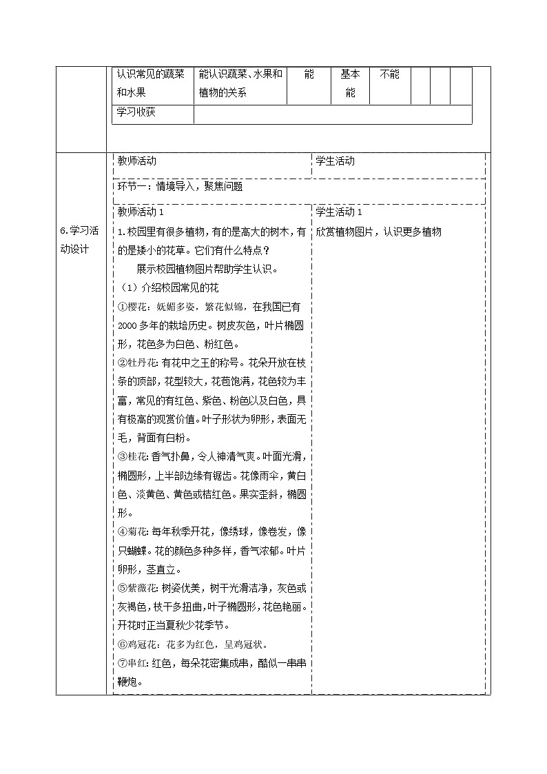 【大单元整体教学】1.6《校园里的植物》课时教案第2页