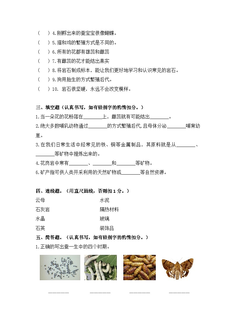 广东省汕尾市陆丰市上英镇2024-2025学年四年级上学期期中科学试题03