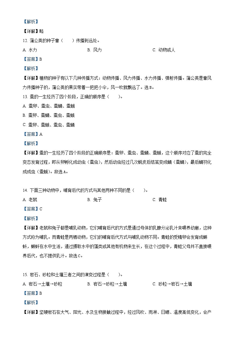 2024-2025学年广东省江门市新会区大泽镇沿江小学粤教版四年级上册期中考试科学试卷(解析版)-A4第3页