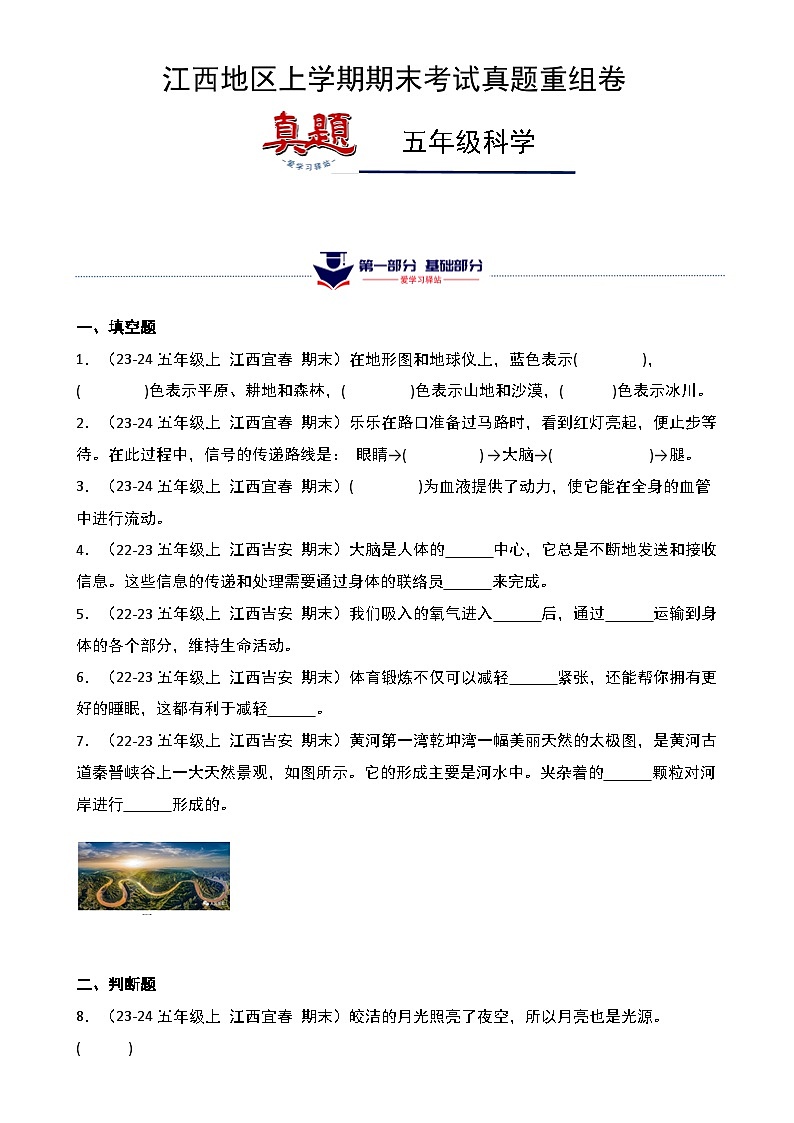 真题改编试卷-2024-2025学年科学五年级上学期期末(江西专版)-A4第1页