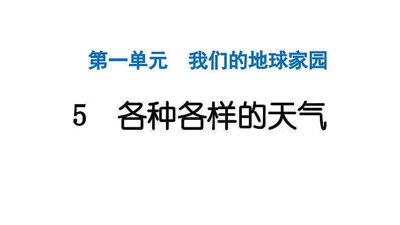 2024教科版科学二年级上册第一单元我们的地球家园5各种各样的天气 作业课件第1页
