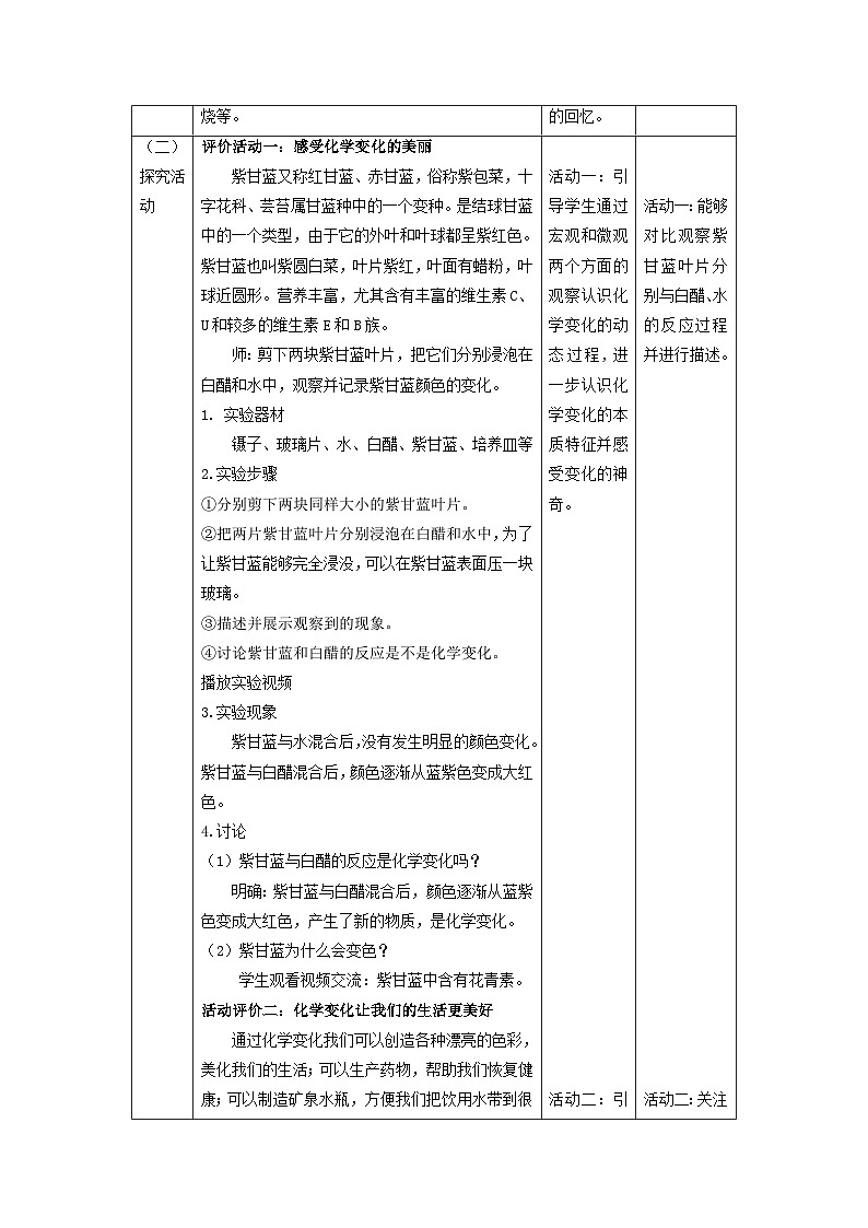 【核心素养】教科版科学六年级下册 4.7《美丽的化学变化》教案第2页